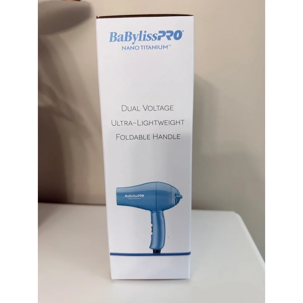 BaBylissPRO Nano Titanium Folding Travel Dryer Unisex OS Blue Dual Voltage NEW